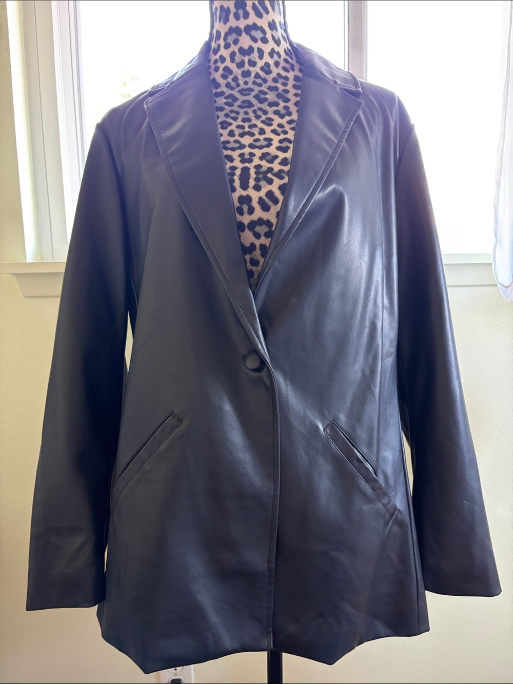 Torrid Black Faux Leather Single-button Tailored Blazer